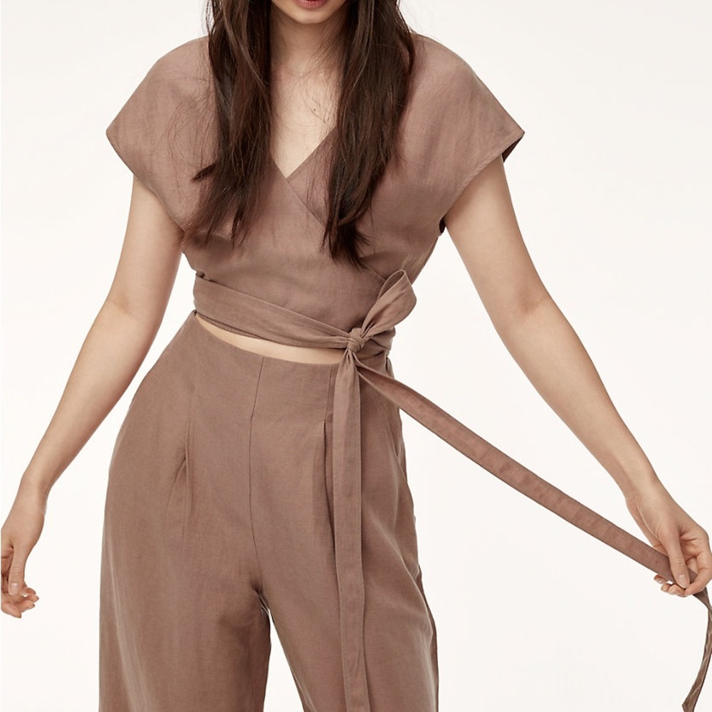 Aritzia Wilfred Brax Jumpsuit - nutmeg, size 00